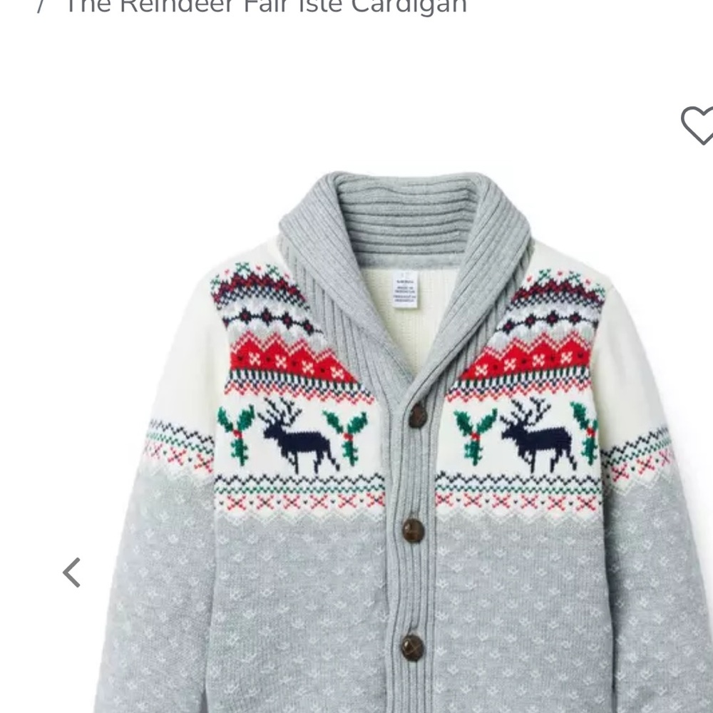 Janie and Jack Kids Reindeer Fair Isle Cardigan - Gray 3T Sweater and Top Set